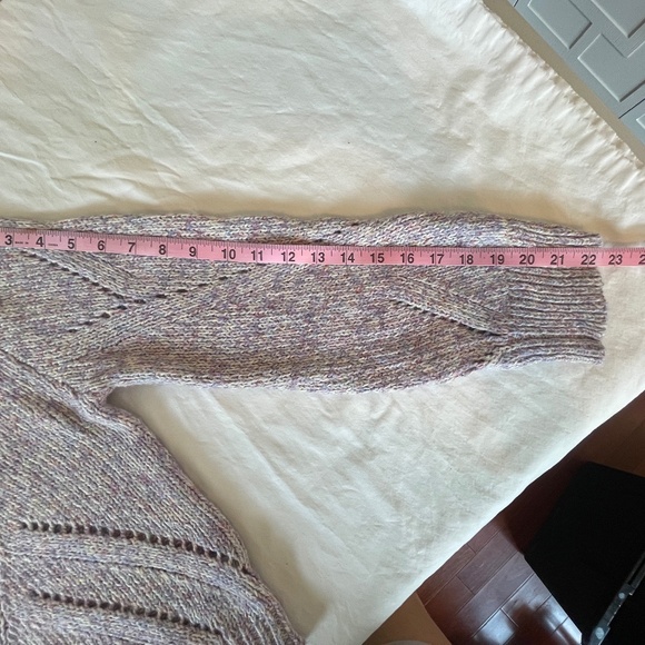 Line The Label Cotton Blend Uma Open Knit Marled Purple Pointelle Sweater Sz S - Picture 13 of 14